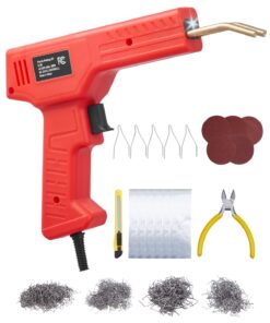VEVOR 100W Plastic Welder Kit with 800 Hot Staples & LED Light, Car Bumper & Plastic Crack Repair Tool Set, Heats to 450°C