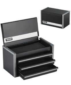 VEVOR мини металлический ящик для инструментов с 3 ящиками, стальной ящик с EVA вставками, 22x12x12 см, черный