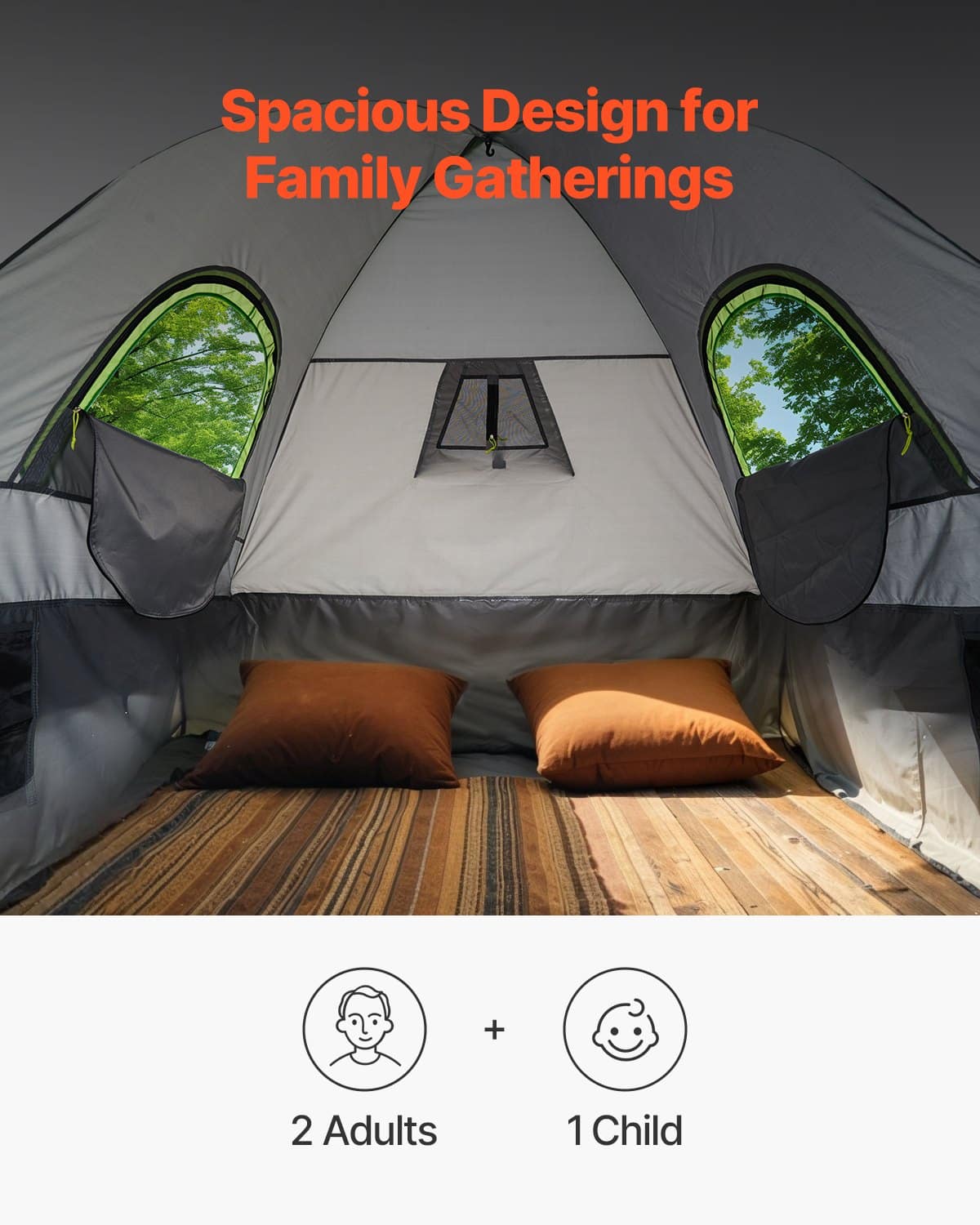 VEVOR Waterproof Truck Bed Tent for 5.0–5.2 ft Pickup, 2–3 Person Camping Tent with Double-Layer Design and Storage Bag — attēls 2