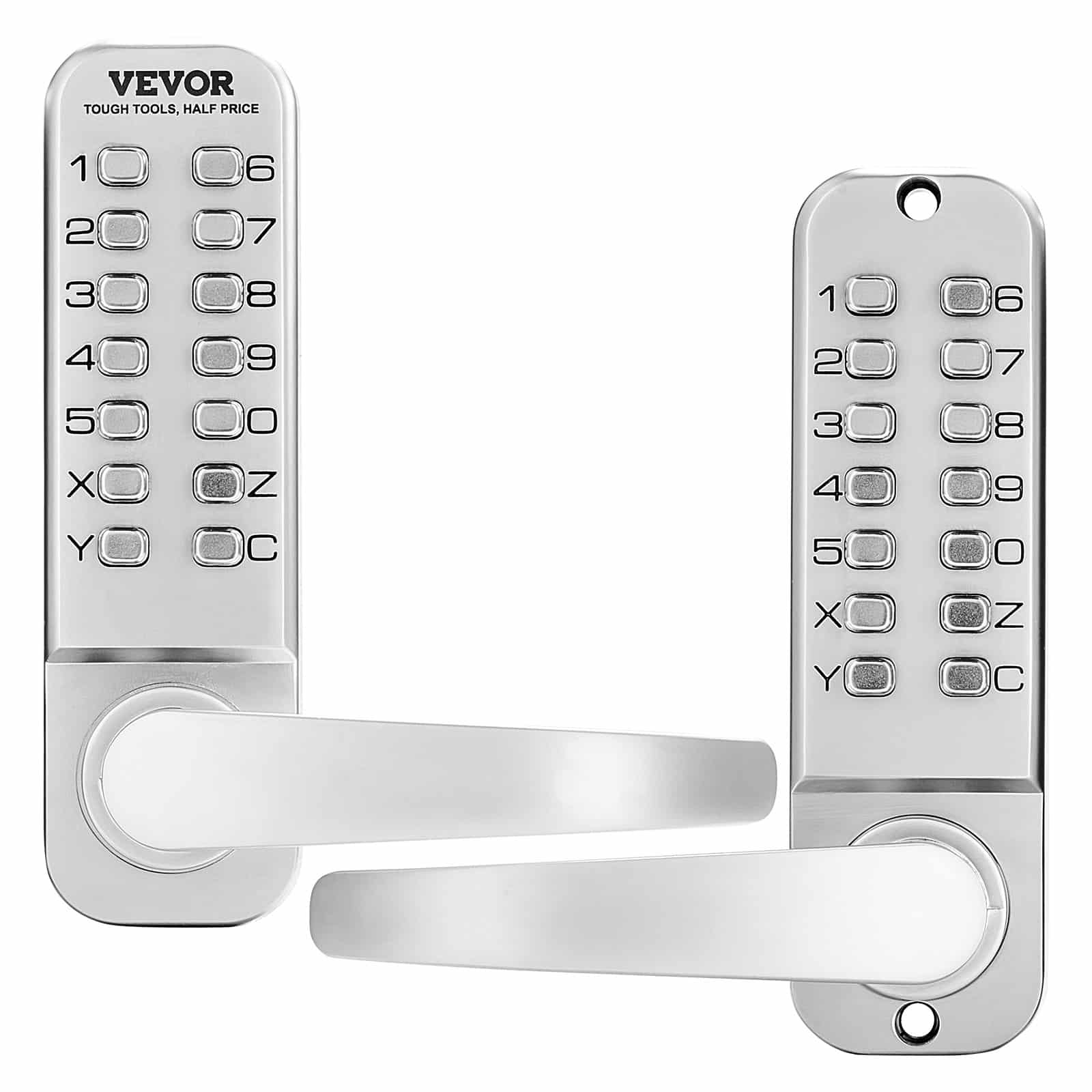 VEVOR Mechanical Keyless Door Lock with Handle, Double-Sided Waterproof Zinc Alloy Lock, Fits 35–65 mm Doors, Silver — изображение 10