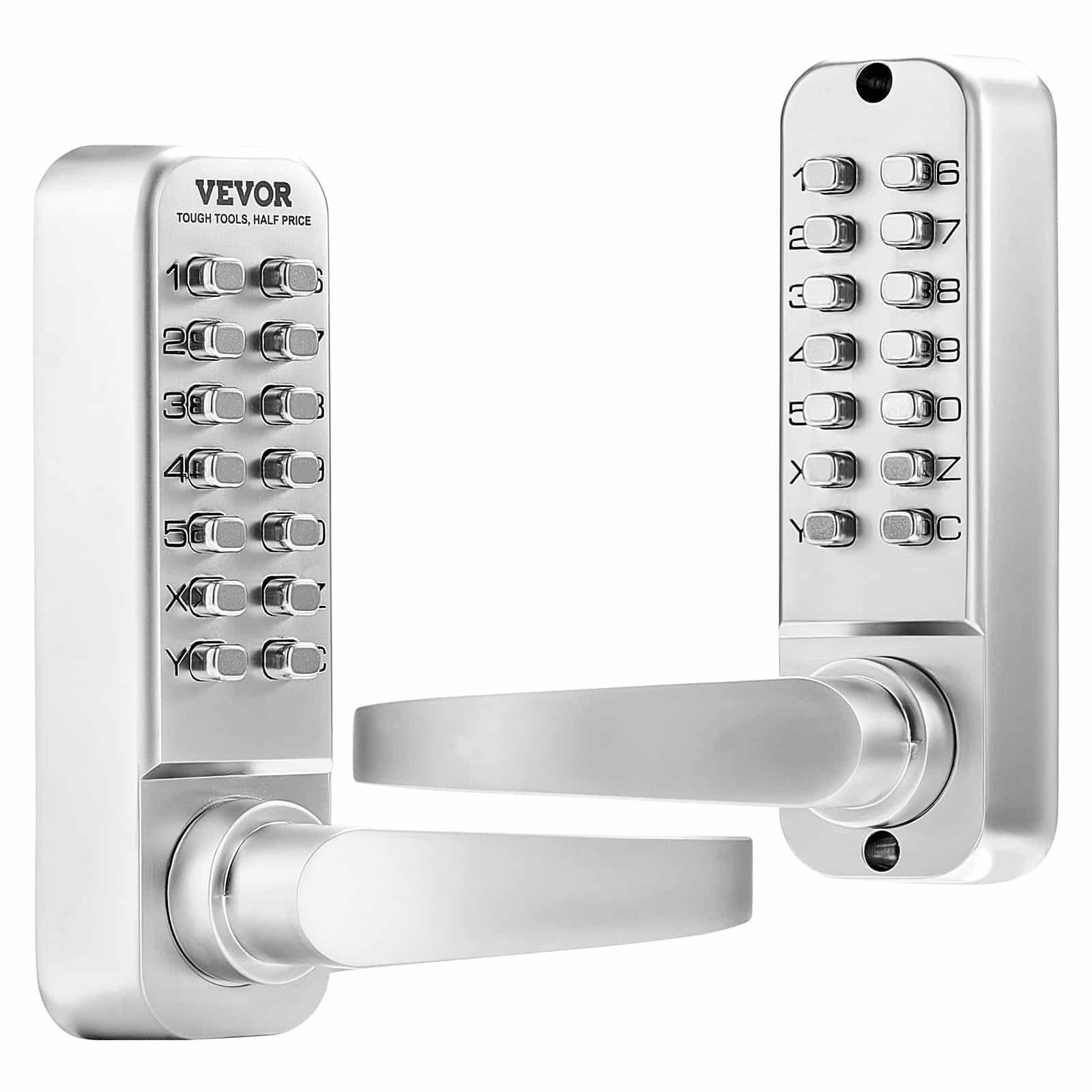VEVOR Mechanical Keyless Door Lock with Handle, Double-Sided Waterproof Zinc Alloy Lock, Fits 35–65 mm Doors, Silver — изображение 9