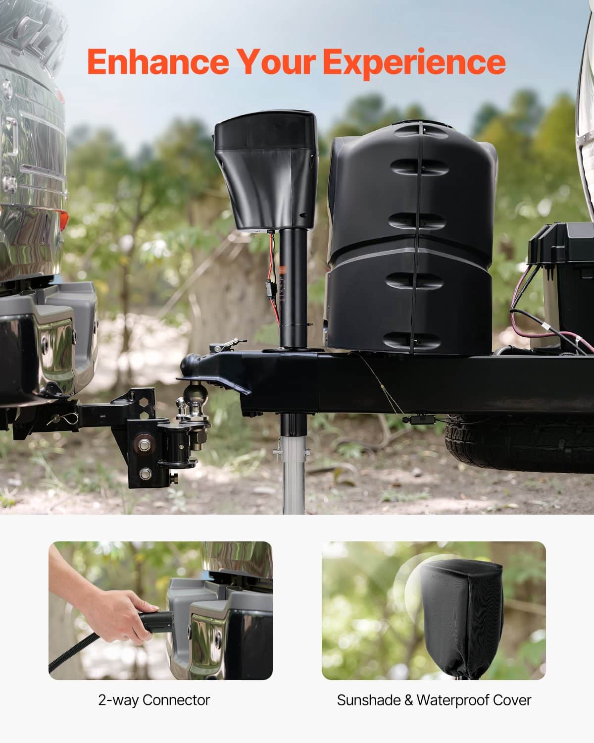 VEVOR Electric Trailer Jack 2268 kg Lift, 25.4–85.9 cm Range, Heavy-Duty RV Tongue Jack with LED & Cover, Black - Pilt 5