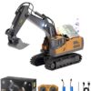 VEVOR 1:20 Scale 11-Channel RC Excavator Toy with Lights & Sounds, 2 Batteries, Remote Control Digger for Kids, 30m Range