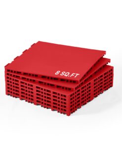 VEVOR Interlocking Hockey Floor Tiles, Red, 30x30cm, 8pcs, 0.64cm Thick, Non-Slip Dance & Sports Mat, 0.74m² Coverage