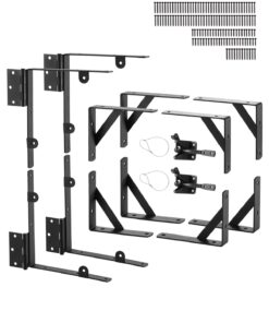 VEVOR Anti-Sag Gate Brace Kit, 2 Sets, Iron Corner Brackets with Latch & Screws for Wood/Iron Doors & Gates, Black