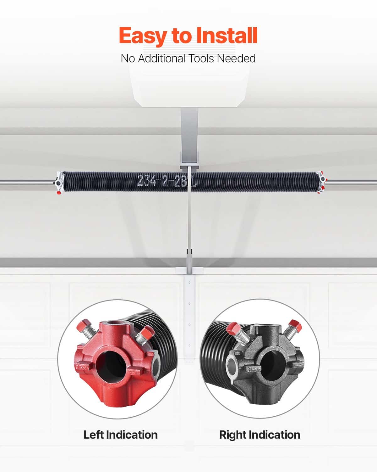 VEVOR Garage Door Torsion Springs Pair, 5.94mm x 50.8mm x 711mm, 16000 Cycles, with Tools & Gloves, Black Coated Steel - Image 5