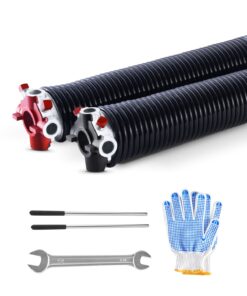 VEVOR Garāžas Durvju Torsijas Atsperu Pāris 6.35x50.8x787mm, 16000 Cikli, Melns Pārklājums, ar Stieņiem, Cimdiem, Atslēgu