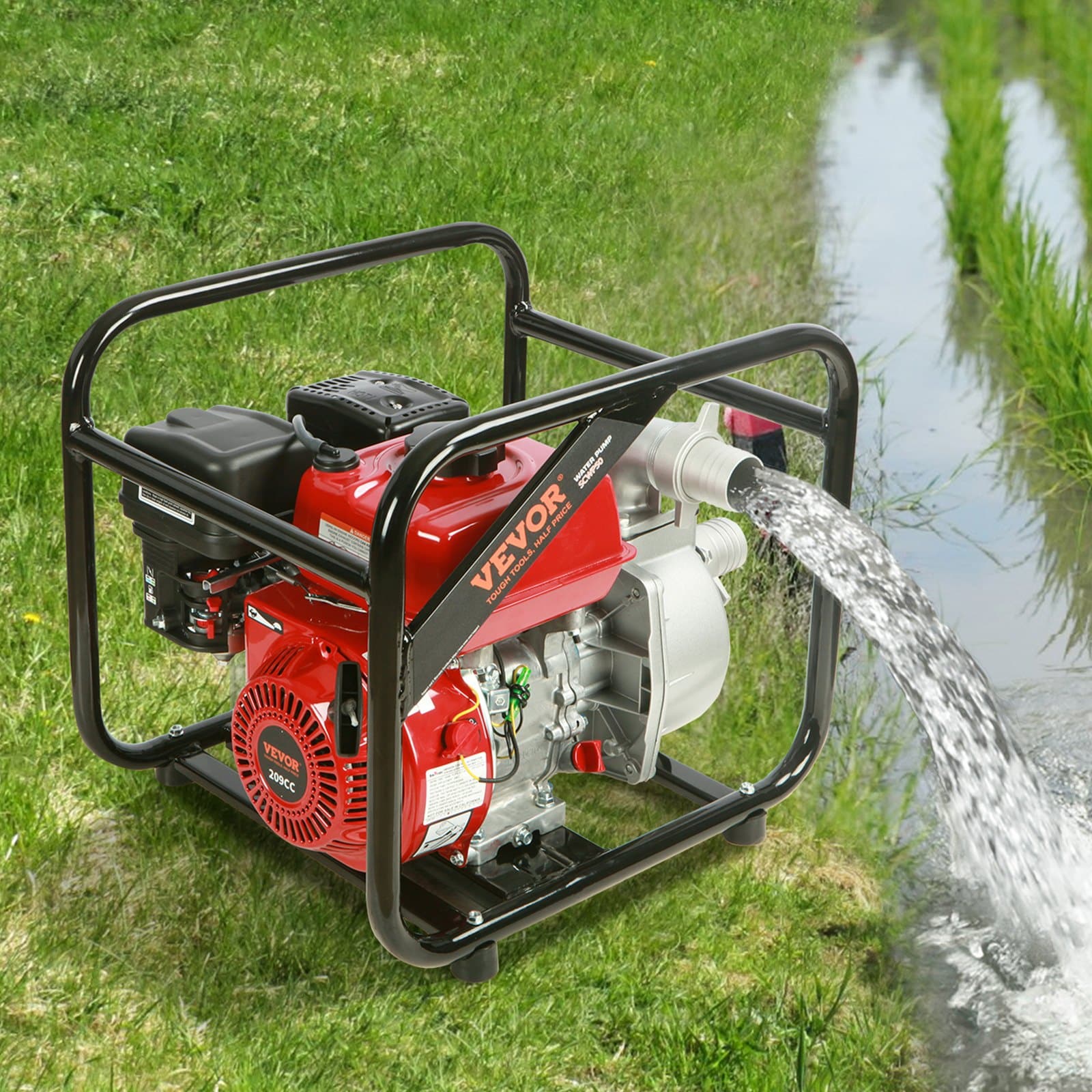 VEVOR 2-Inch Gasoline Water Pump, 5kW 537L/min, 45m Lift, 6.7m Suction, 4-Stroke High Pressure Portable Pump for Irrigation — изображение 8