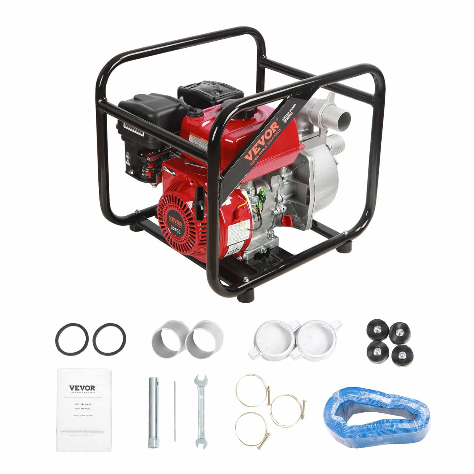 VEVOR 2-Inch Gasoline Water Pump, 5kW 537L/min, 45m Lift, 6.7m Suction, 4-Stroke High Pressure Portable Pump for Irrigation — изображение 9
