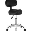 VEVOR Ergonomic Saddle Stool with Backrest, 204 kg Capacity, Adjustable Height, PU Leather, Wheels, for Salon, Spa, Tattoo, Black