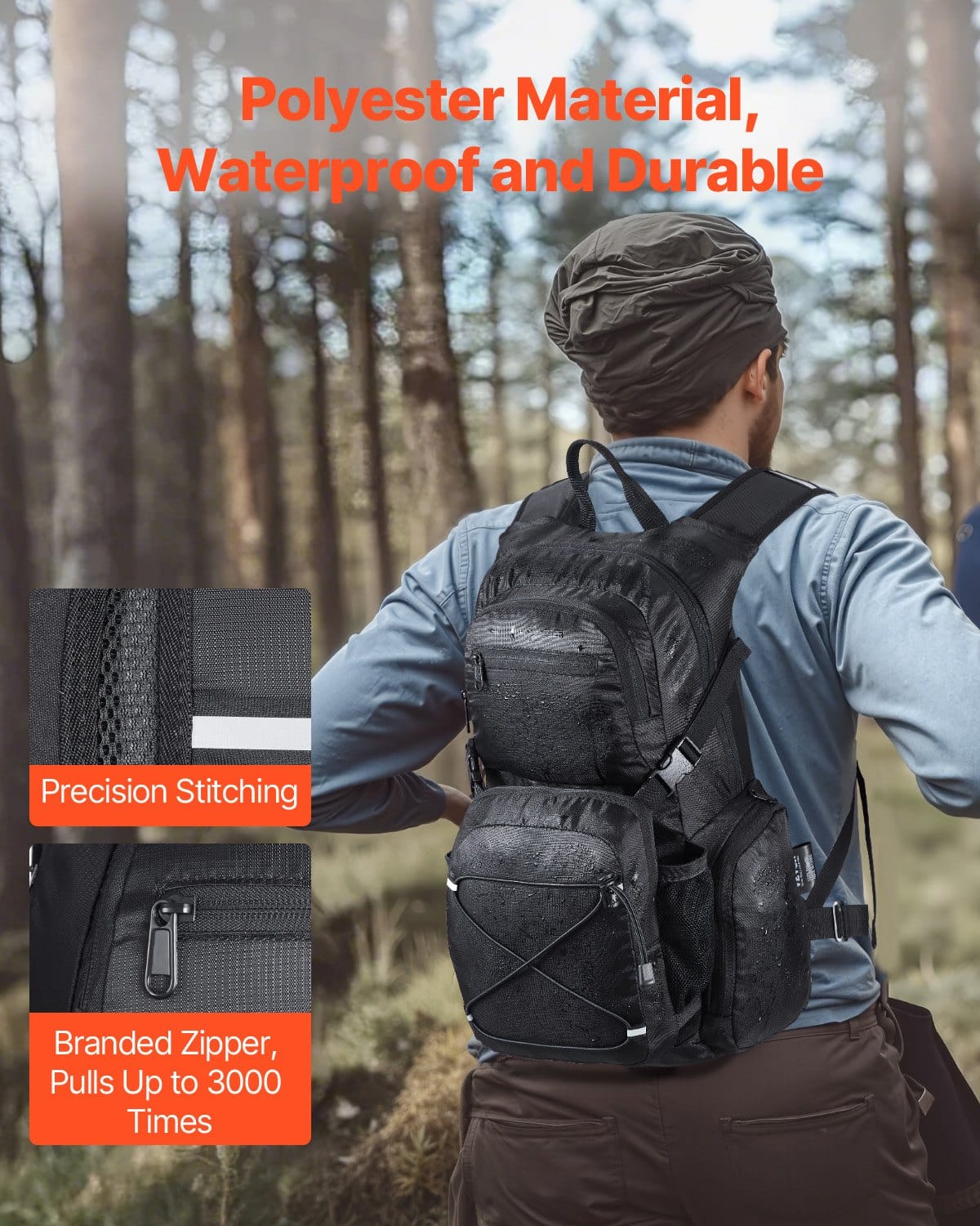 VEVOR 25L Waterproof Hydration Backpack with 2L TPU Bladder, Insulated Daypack for Hiking, Running, Cycling, Camping - Зображення 4