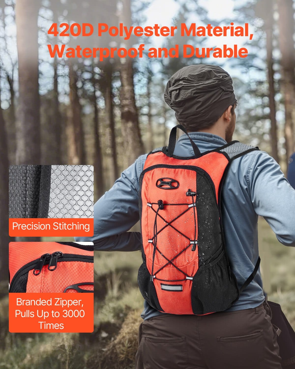VEVOR Hydration Backpack with 2L TPU Bladder – Lightweight Waterproof Daypack for Hiking, Running, Cycling & Camping - Зображення 4