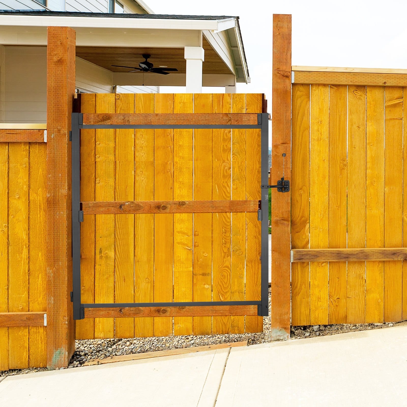 VEVOR Adjustable Gate Frame Kit for 102–183 cm Wide, 122–152 cm High Wooden Fences, Anti-Sag Metal Frame with Latch & Screws — attēls 8