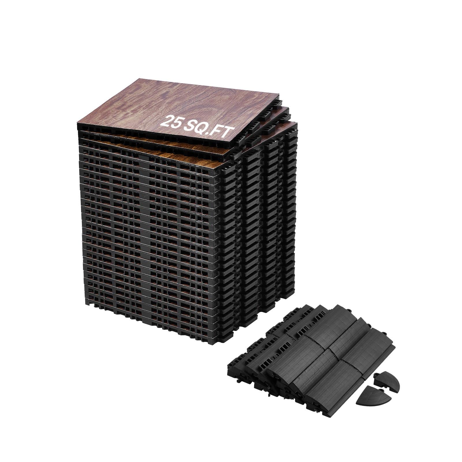 VEVOR lukustatavad tantsupõrandaplaadid, tamme muster, 31.5x31.5cm, 25tk, 2.32m², libisemiskindlad, löögikindlad, sise/välitingimustesse