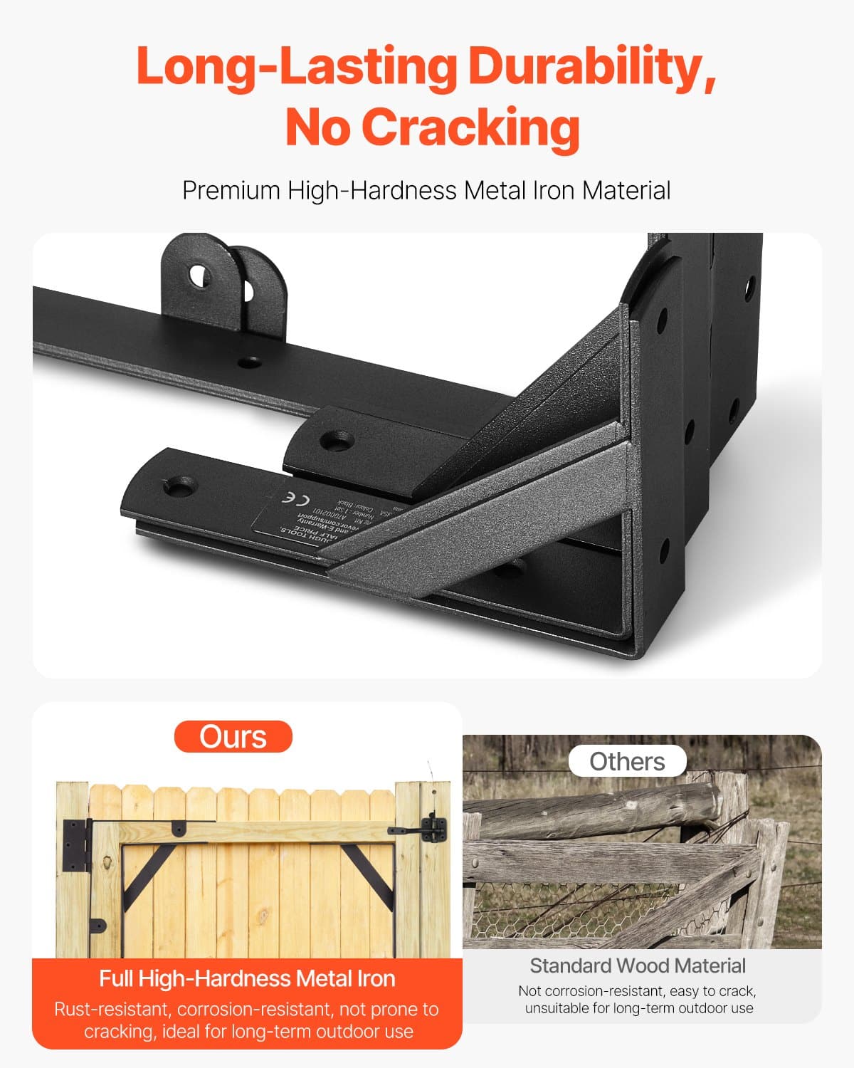 VEVOR Anti-Sag Gate Corner Brace Kit with Latch Lock, Iron Frame Bracket for Shed, Driveway, Barn Doors, Black - Image 4