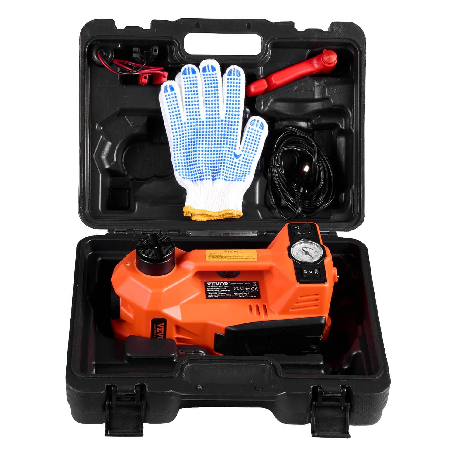 VEVOR 5 Ton Electric Car Jack with Inflator, 12V Hydraulic Scissor Jack Kit with LED & Safety Case for Sedan SUV Truck — Attēls 11