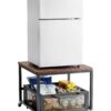 Mini Fridge Stand with Storage & Wheels, 90kg Capacity, Mobile Organizer Cart for Home, Dorm, Coffee Bar, Dark Brown