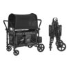 VEVOR 4-Seater Collapsible Wagon Stroller with Canopy, Push/Pull Handle, Safety Harness, 150kg Load, Dark Gray & Black