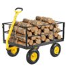 VEVOR 635kg tērauda dārza rati – 3-in-1 daudzfunkcionāls vagons ar noņemamām malām, 33cm riepām un grozāmu rokturi
