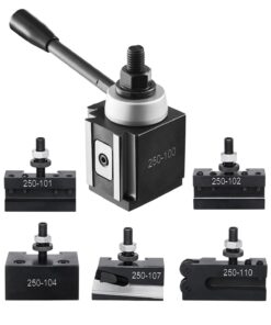 VEVOR 6-Piece Quick Change Tool Post Set for 150–300 mm Mini & Metal Lathes, Adjustable Height, Cast Iron, M14x2 Thread