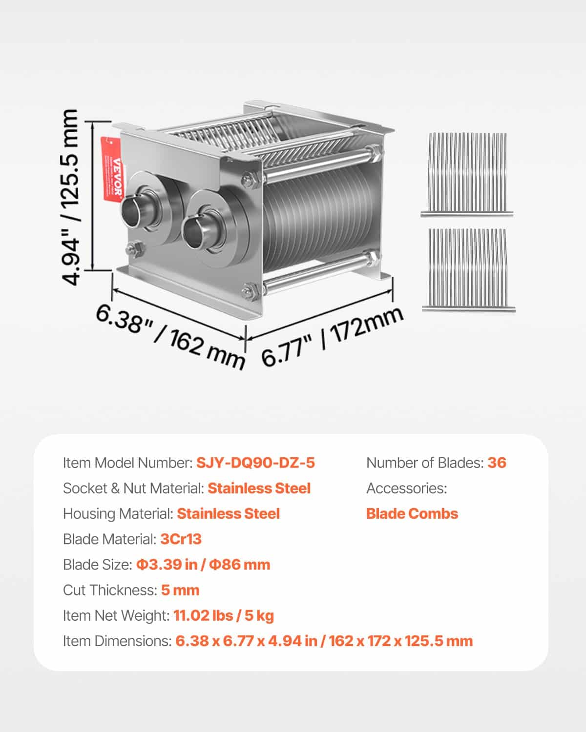 VEVOR 5 mm Stainless Steel Blade Set for SJY-DQ90 Commercial Meat Cutter – Slicer for Boneless Meat & Soft Vegetables — attēls 7