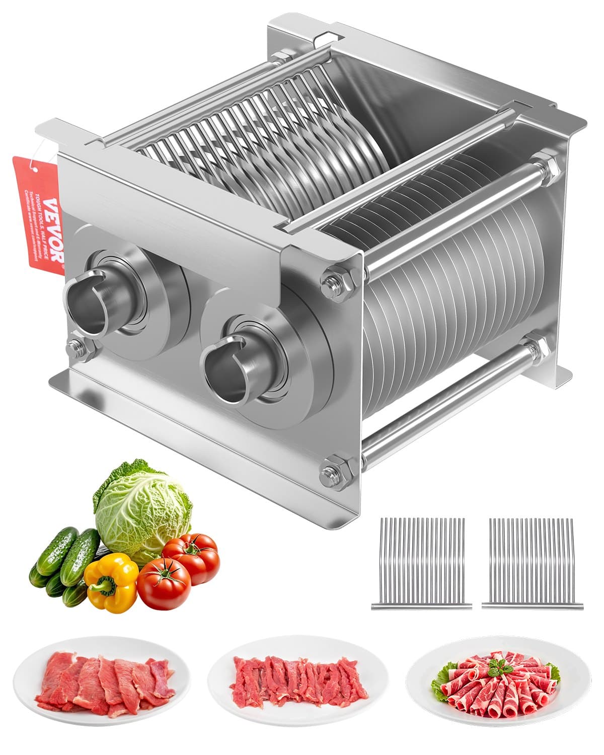 VEVOR 5 mm Stainless Steel Blade Set for SJY-DQ90 Commercial Meat Cutter – Slicer for Boneless Meat & Soft Vegetables