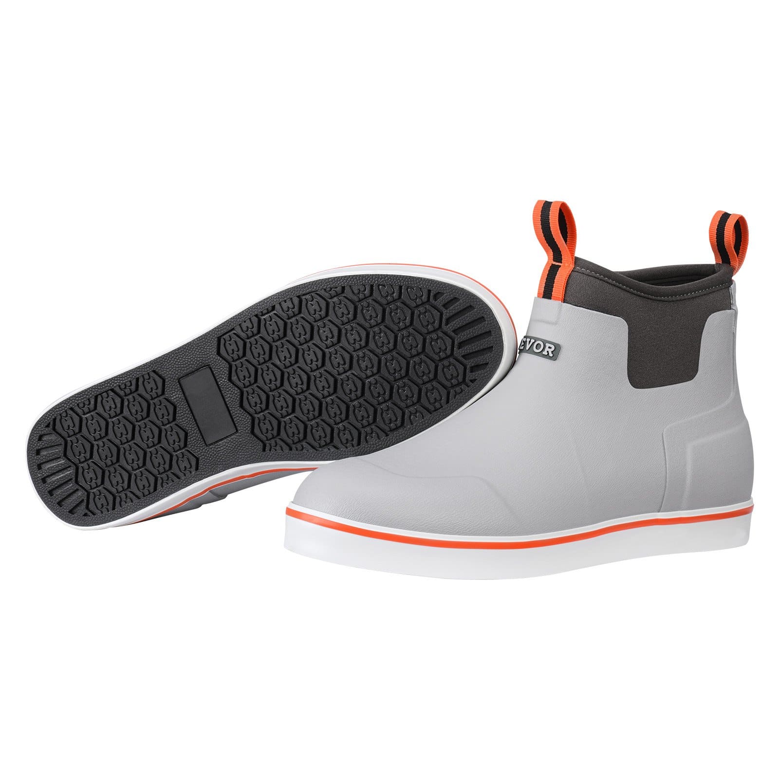 VEVOR Men's Waterproof Rubber Deck Boots, Insulated Anti-Slip Ankle Work Shoes for Fishing, Farming, Size 44.5 EU