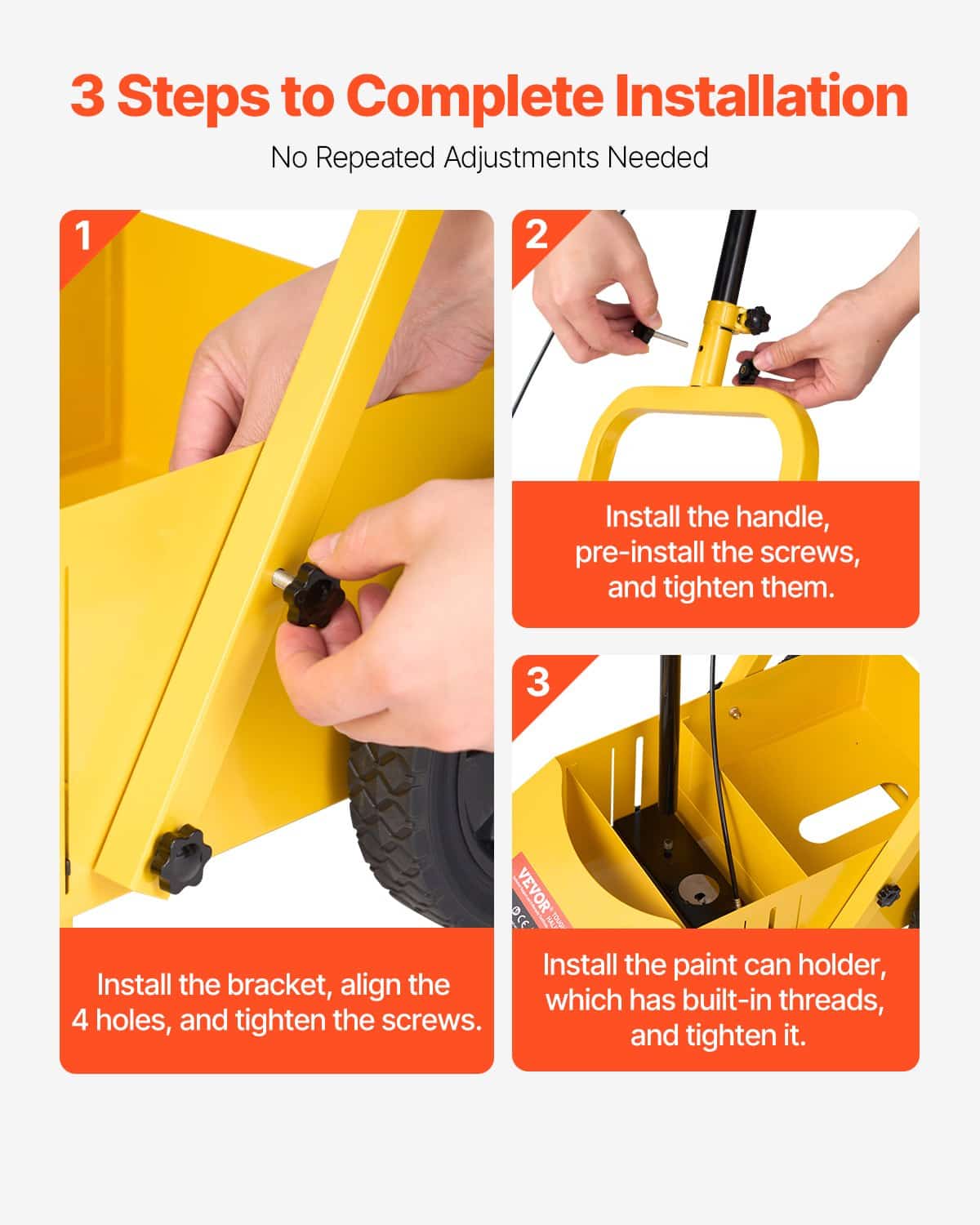 VEVOR Striping Line Marking Machine, 61x33x90 cm, 4-Wheel Adjustable Width, Heavy-Duty for Roads, Parking Lots, Sports Fields - Image 4