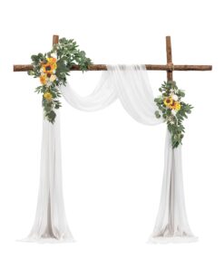 VEVOR Набор Желтых Искусственных Цветов для Свадебной Арки с 6,4м Тюлем – 2 Цветочные Композиции, 1 Полупрозрачная Ткань, 3 шт