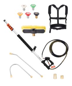 VEVOR 5.5 m Telescoping Pressure Washer Wand, 275 Bar, with Gutter Cleaner, Brush, 5 Nozzles, Adapters & Support Belt