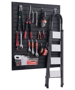 VEVOR 120x120 cm PVC Slatwall Panel, Black, Modular Garage Wall Panel for Tool Storage & Display, Load Capacity 1500 kg/m²