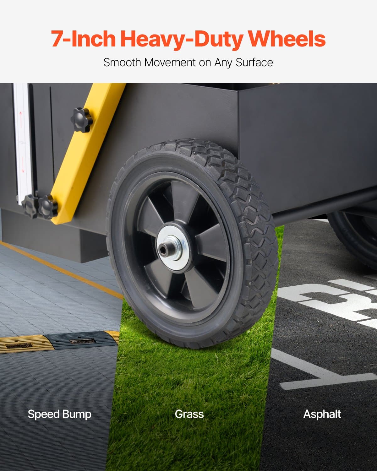 VEVOR Line Marking Machine 61x33x90cm, 4-Wheel Adjustable 5–10cm Striping Width, for Parking, Roads, Sports Fields, Black - Image 5