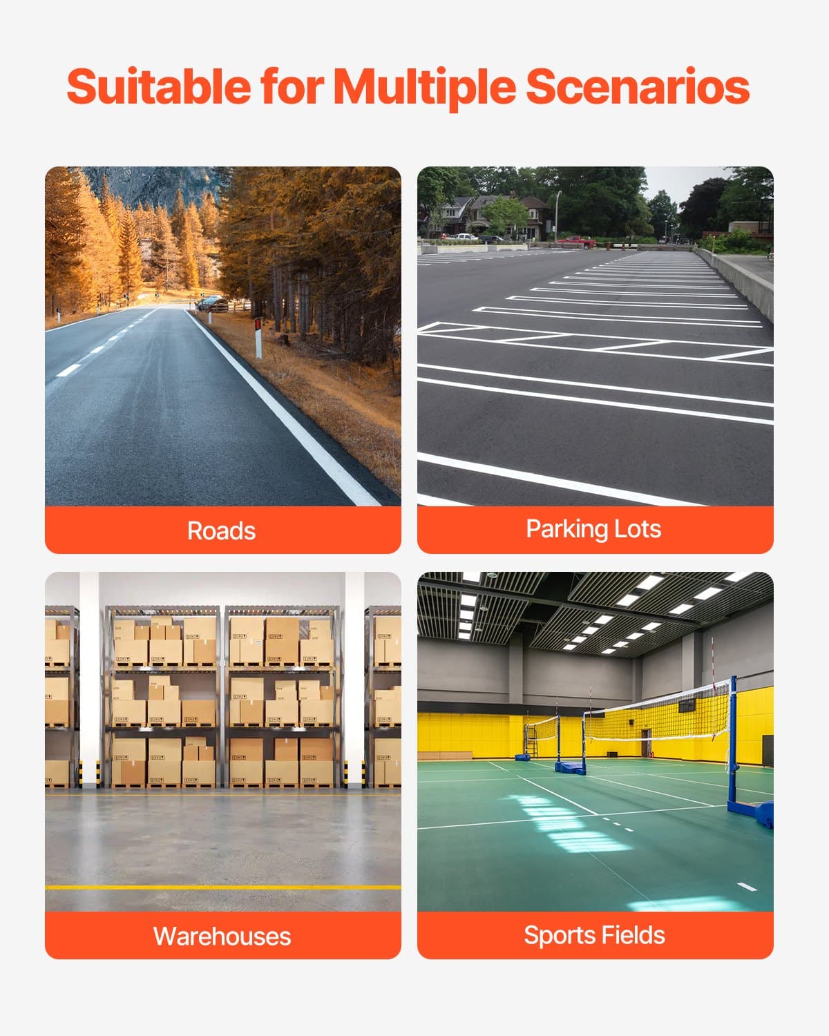 VEVOR Line Marking Machine 61x33x90cm, 4-Wheel Adjustable 5–10cm Striping Width, for Parking, Roads, Sports Fields, Black - Image 6