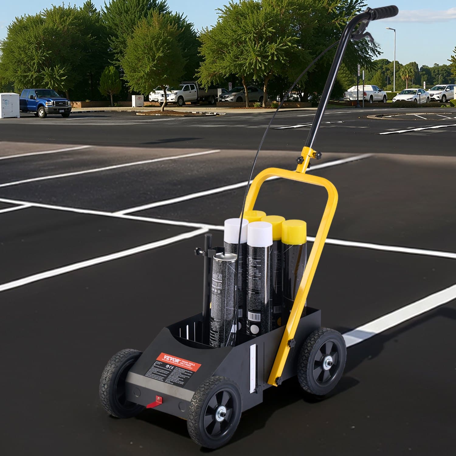 VEVOR Line Marking Machine 61x33x90cm, 4-Wheel Adjustable 5–10cm Striping Width, for Parking, Roads, Sports Fields, Black - Image 8