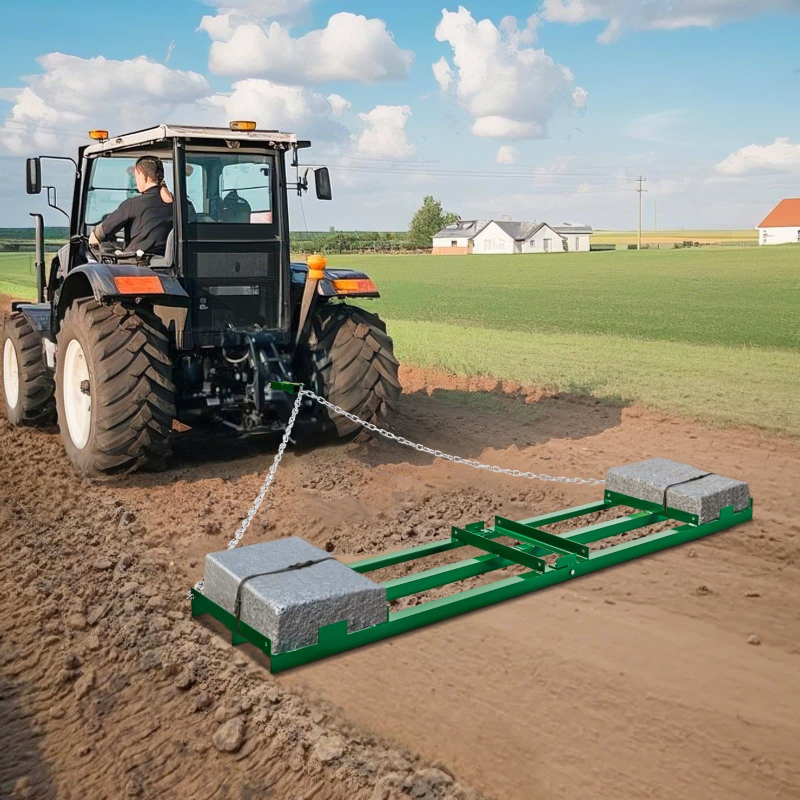 VEVOR 2.4 m Heavy Duty Tow-Behind Drag Harrow with Adjustable Bars & 1.8 m Chain – Lawn, Gravel, and Driveway Leveling Rake — attēls 8