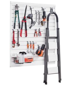 VEVOR 122x122 cm PVC Slatwall Panel, White, Modular & Adjustable, Heavy-Duty Garage Wall Storage & Display System