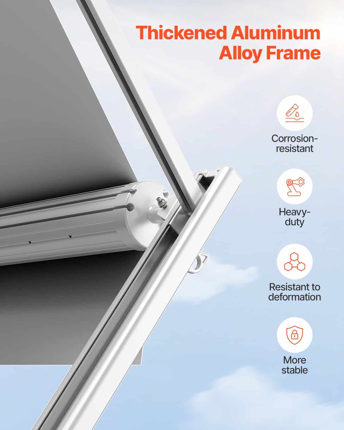 VEVOR Manual RV Awning Kit 5.5m, Retractable Waterproof Awning with Aluminum Frame for Trailers and Campers, Blue Fade - Pilt 6