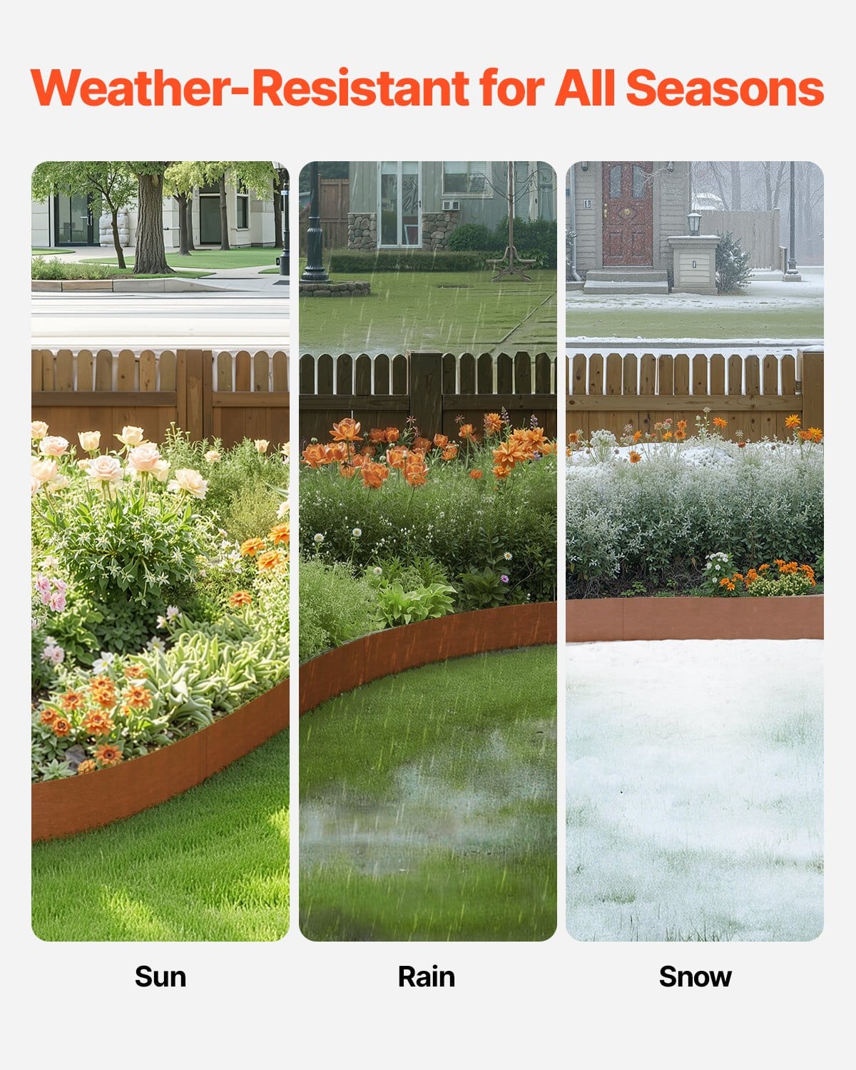 VEVOR Steel Garden Edging, 6-Pack 101x20 cm Weather-Resistant Bendable Metal Lawn Border for Flower Beds & Pathways - Pilt 3