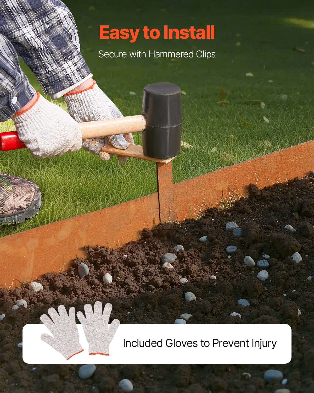 VEVOR Steel Garden Edging, 6-Pack 101x20 cm Weather-Resistant Bendable Metal Lawn Border for Flower Beds & Pathways - Pilt 5