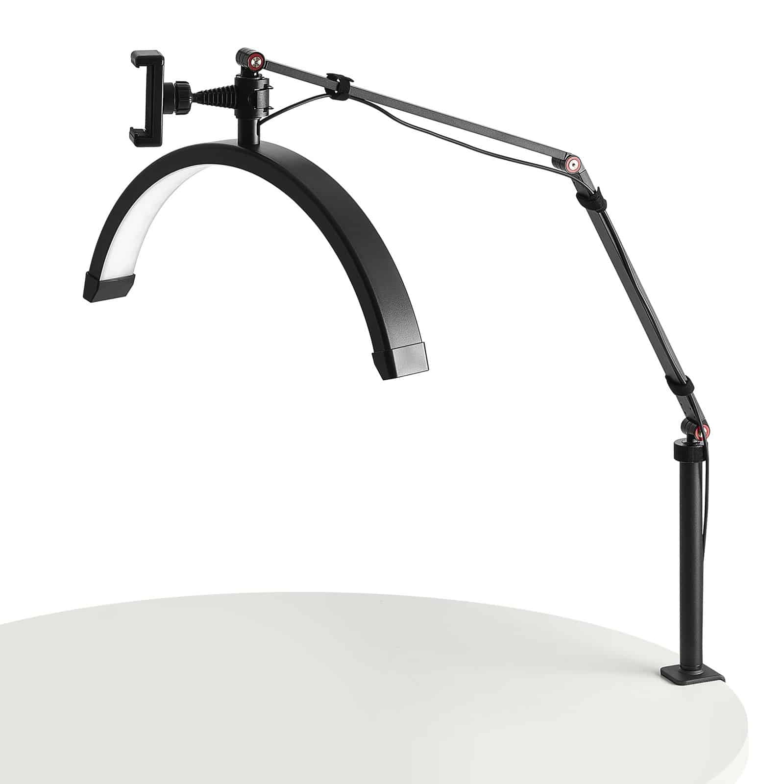 VEVOR 2-in-1 LED Half Moon Lash Light with Phone Holder & Remote, Floor & Desk Lamp for Eyelash Extensions, 3000K–6000K - Image 11