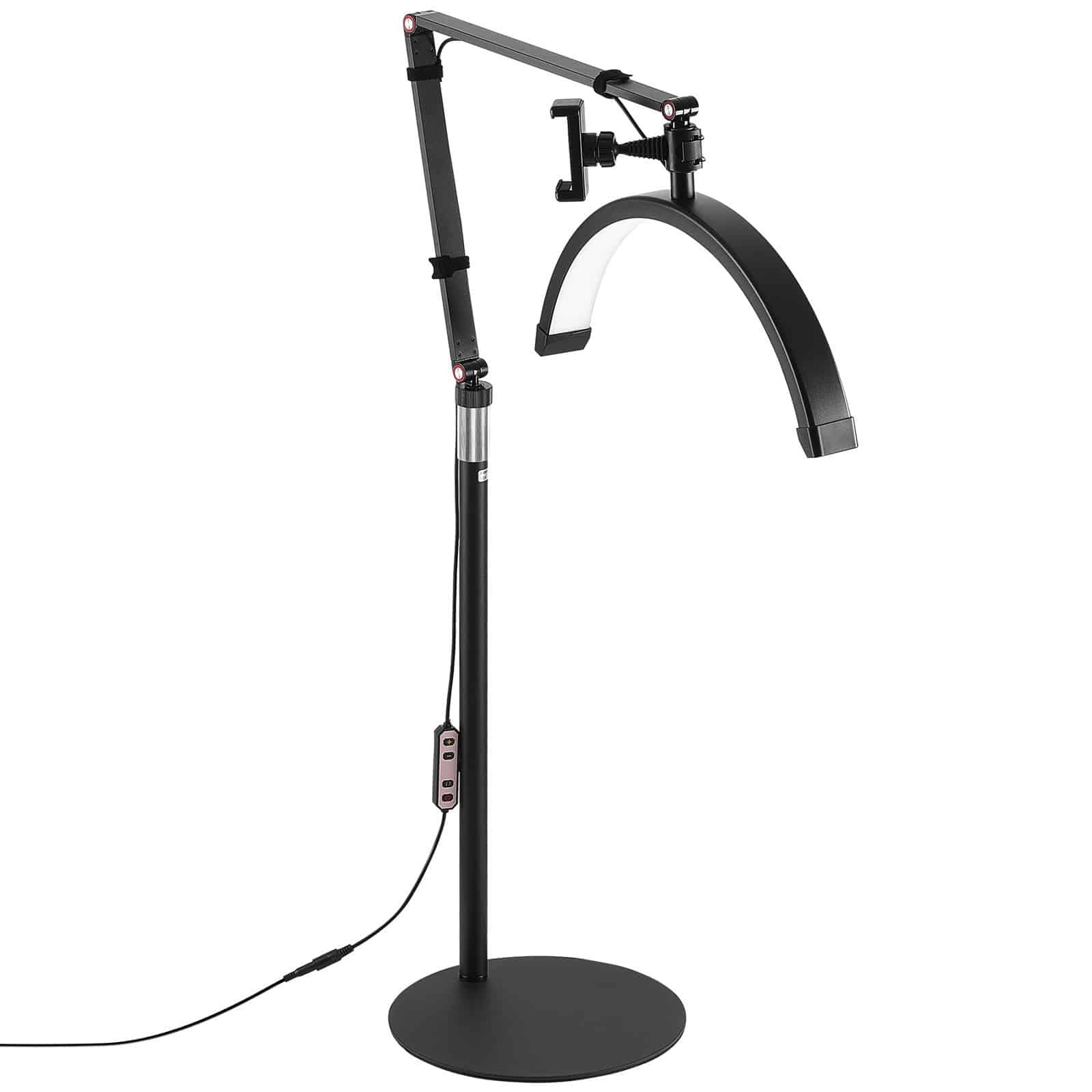 VEVOR 2-in-1 LED Half Moon Lash Light with Phone Holder & Remote, Floor & Desk Lamp for Eyelash Extensions, 3000K–6000K - Image 9