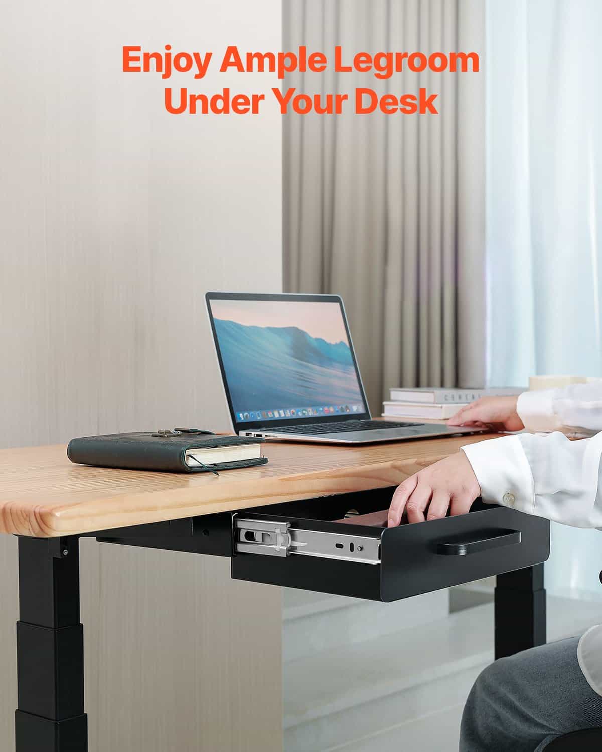 VEVOR 33cm Under Desk Pull-Out Drawer, Hidden Slide-Out Storage Organizer for Home & Office, Metal Mount, 38x20x7cm — изображение 3