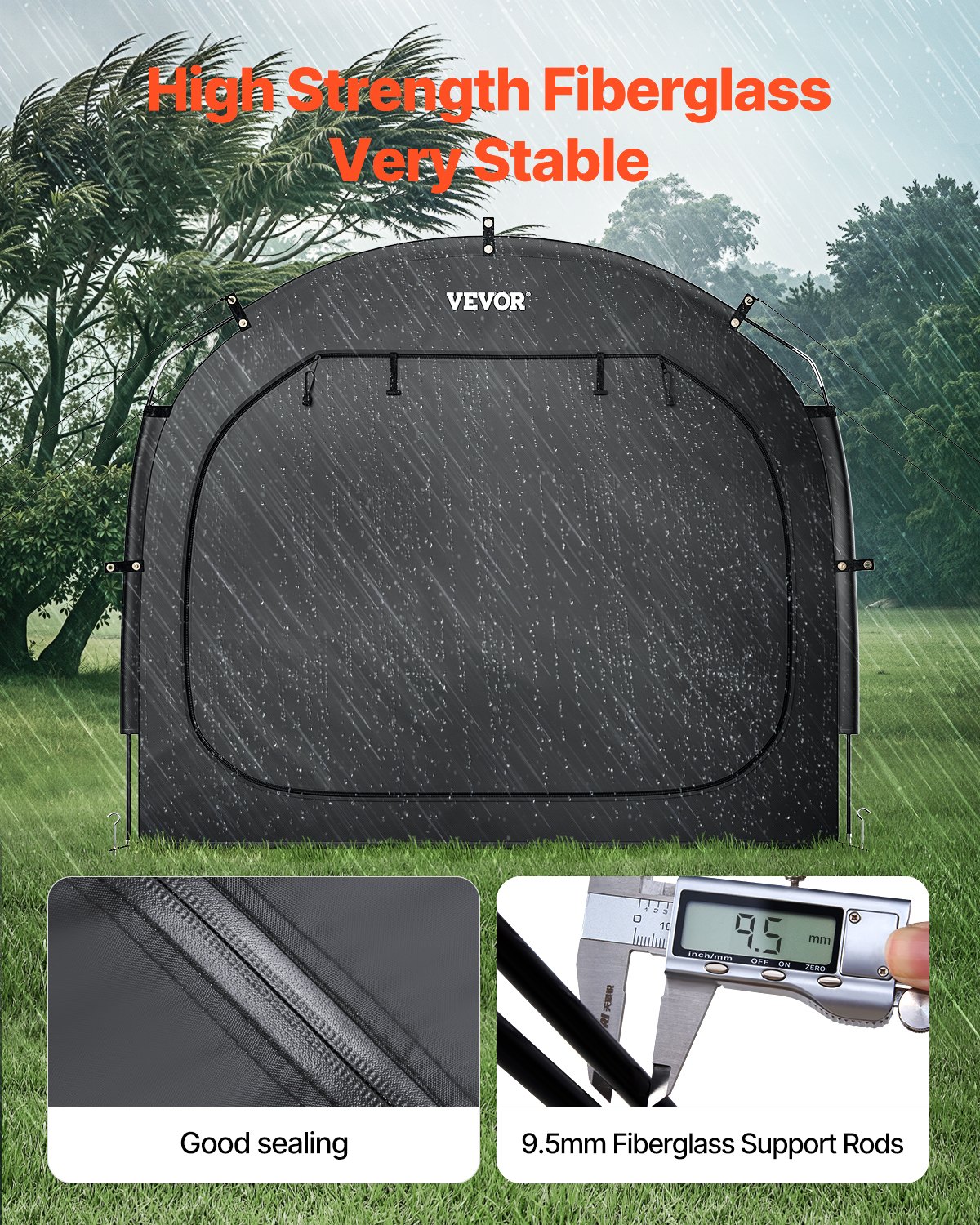 VEVOR Waterproof Outdoor Bike Storage Tent for 1–2 Bicycles, Ventilated, Easy Setup, Durable Fiberglass Frame, UV & Rain Protection — изображение 4