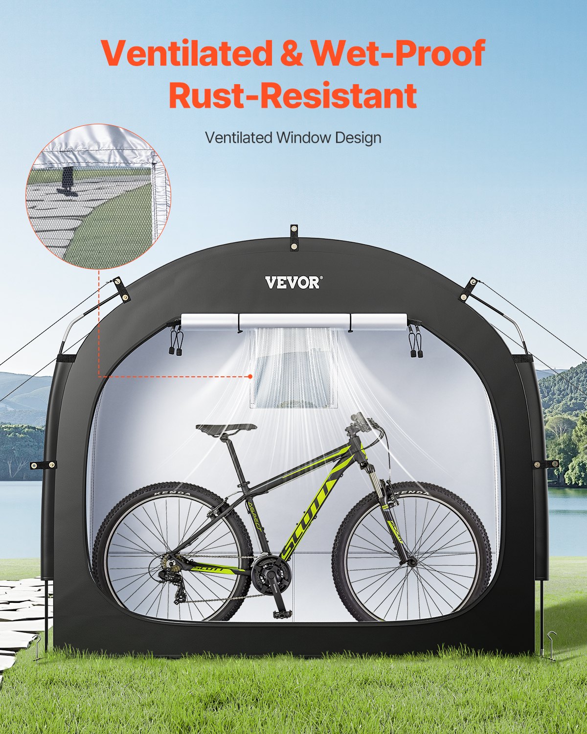 VEVOR Waterproof Outdoor Bike Storage Tent for 1–2 Bicycles, Ventilated, Easy Setup, Durable Fiberglass Frame, UV & Rain Protection — изображение 6