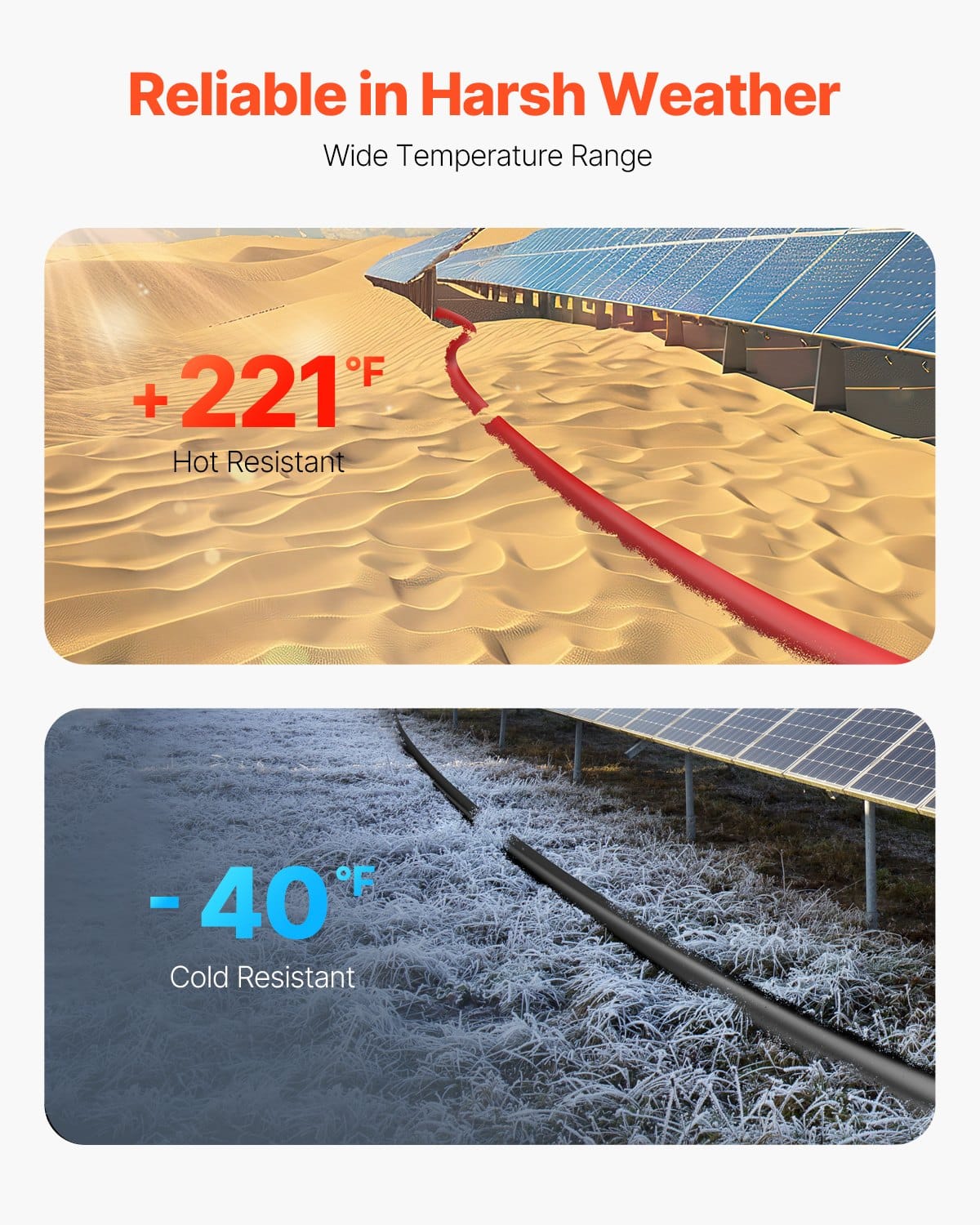 VEVOR 15.24m Solar Panel Extension Cable Set, 6mm² PV Wire with MC4 Waterproof Connectors, Black & Red, for Home/RV/Marine - Зображення 5