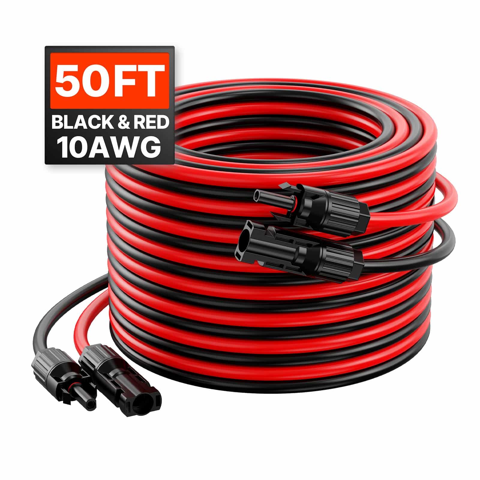 VEVOR 15.24m Solar Panel Extension Cable Set, 6mm² PV Wire with MC4 Waterproof Connectors, Black & Red, for Home/RV/Marine - Зображення 12