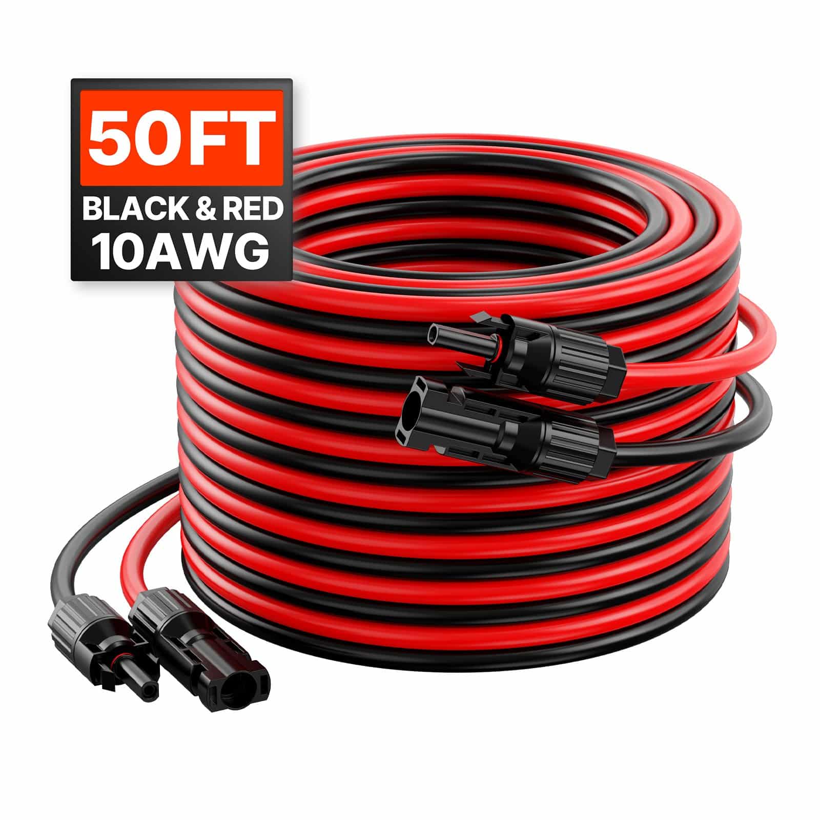 VEVOR 15.24m Solar Panel Extension Cable Set, 6mm² PV Wire with MC4 Waterproof Connectors, Black & Red, for Home/RV/Marine - Зображення 9