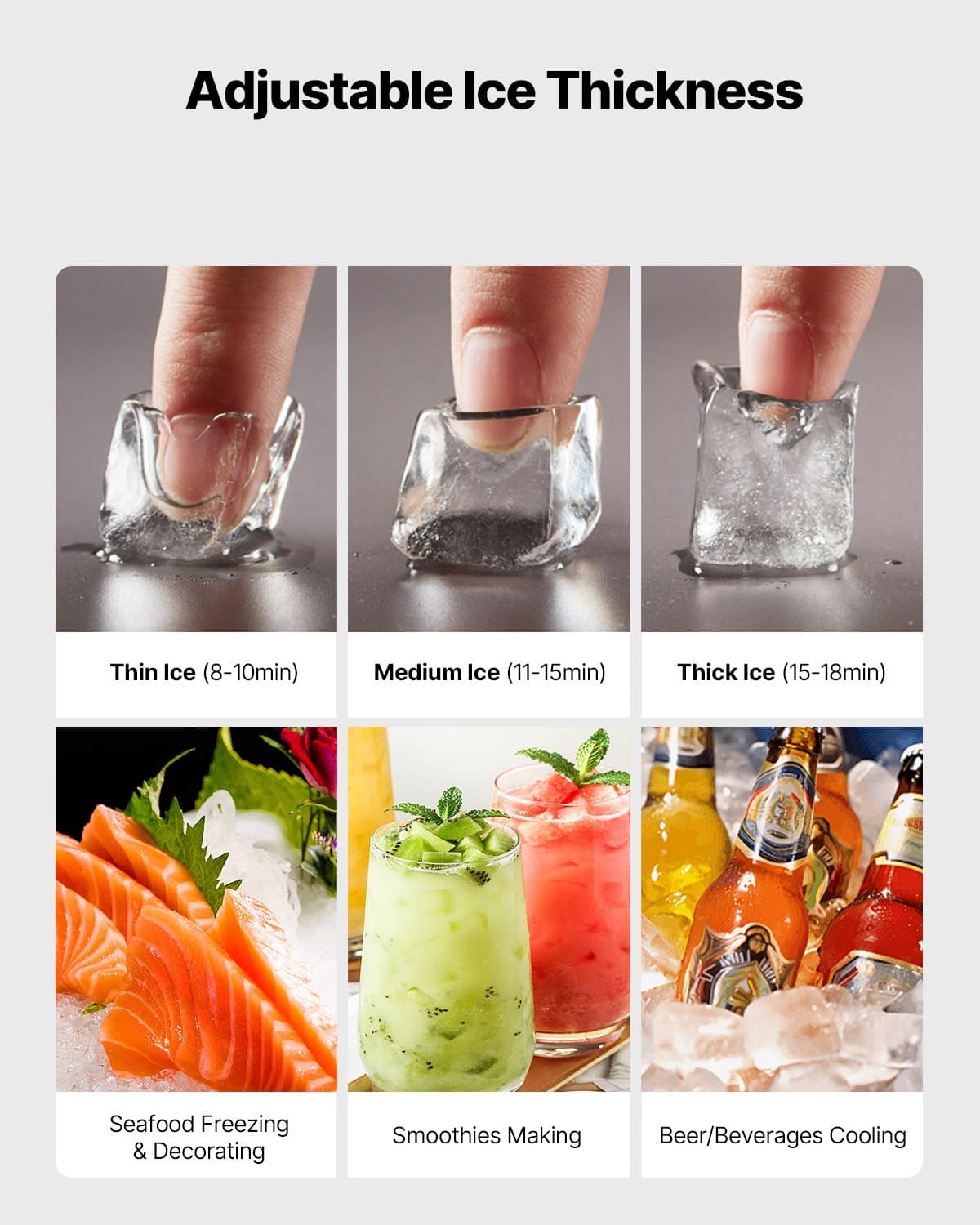 VEVOR Commercial Ice Maker Head - 136 kg/24h, Self-Cleaning, Fast Ice Production, Adjustable Thickness, Reservation Function — изображение 4