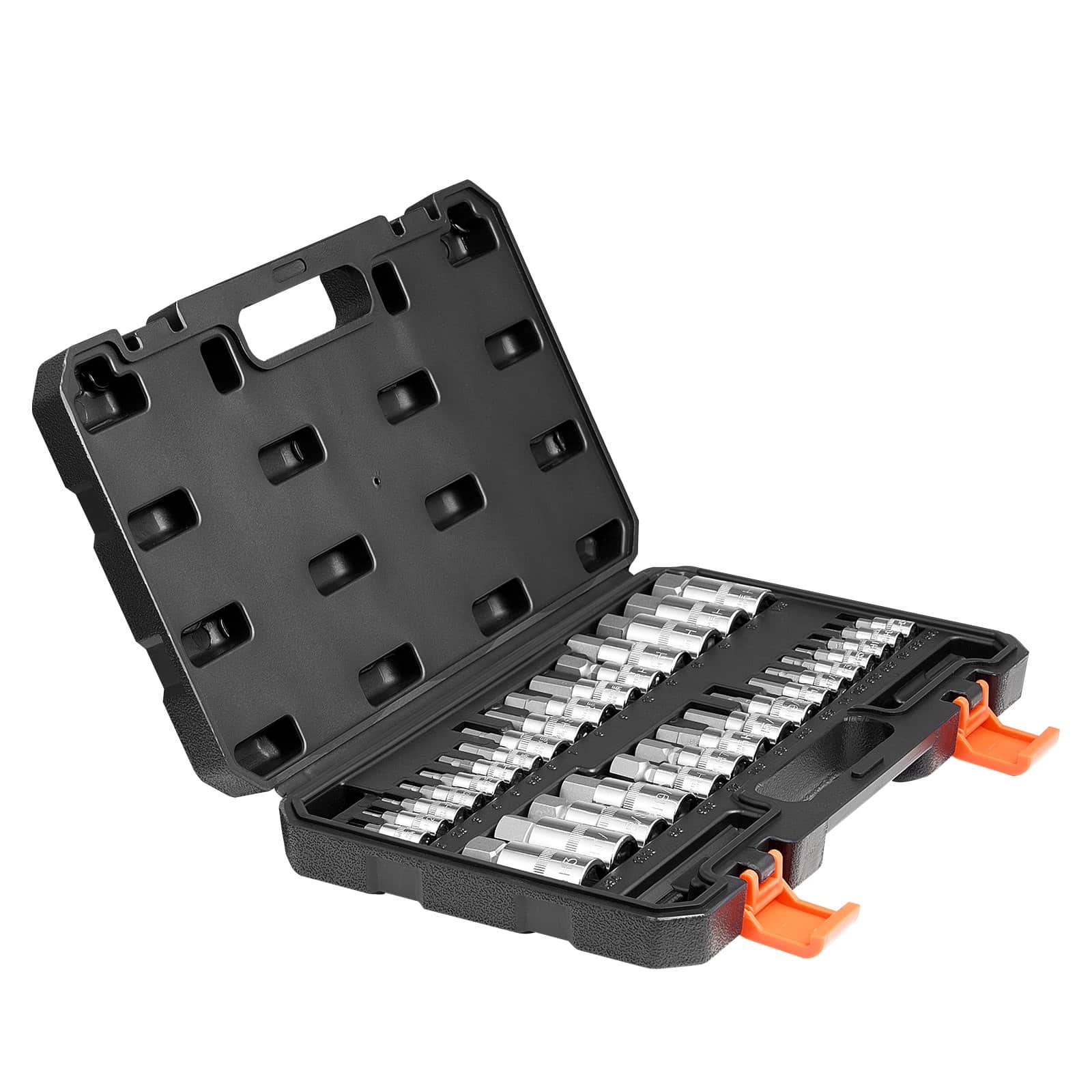 VEVOR 32-Piece Hex Bit Socket Set, S2 & Cr-V Steel, Metric & SAE, 6.35/9.5/12.7mm Drives, with Storage Case for Auto Repair - Pilt 10