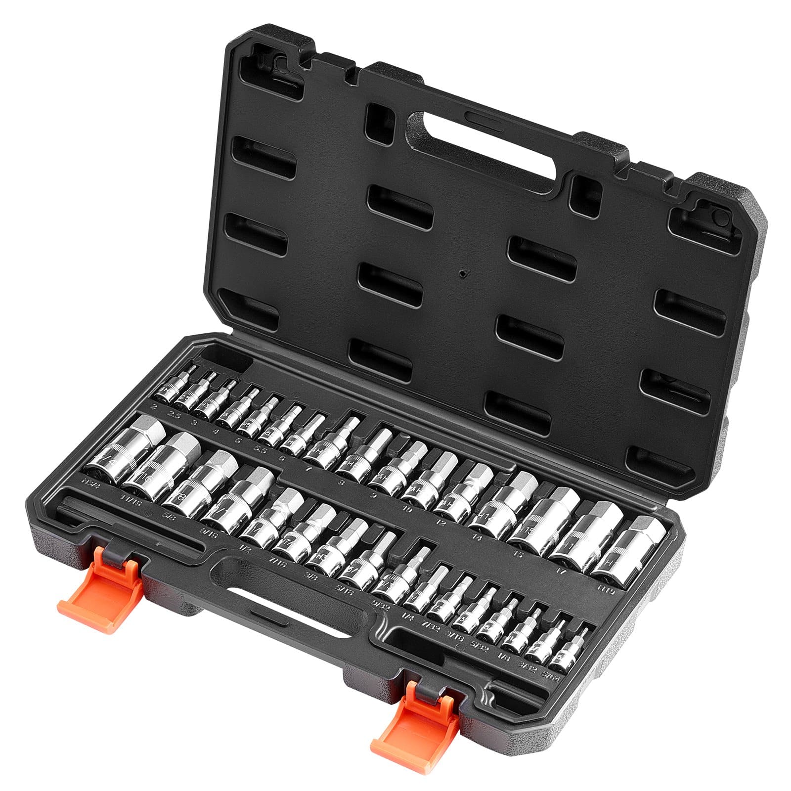 VEVOR 32-Piece Hex Bit Socket Set, S2 & Cr-V Steel, Metric & SAE, 6.35/9.5/12.7mm Drives, with Storage Case for Auto Repair - Pilt 11